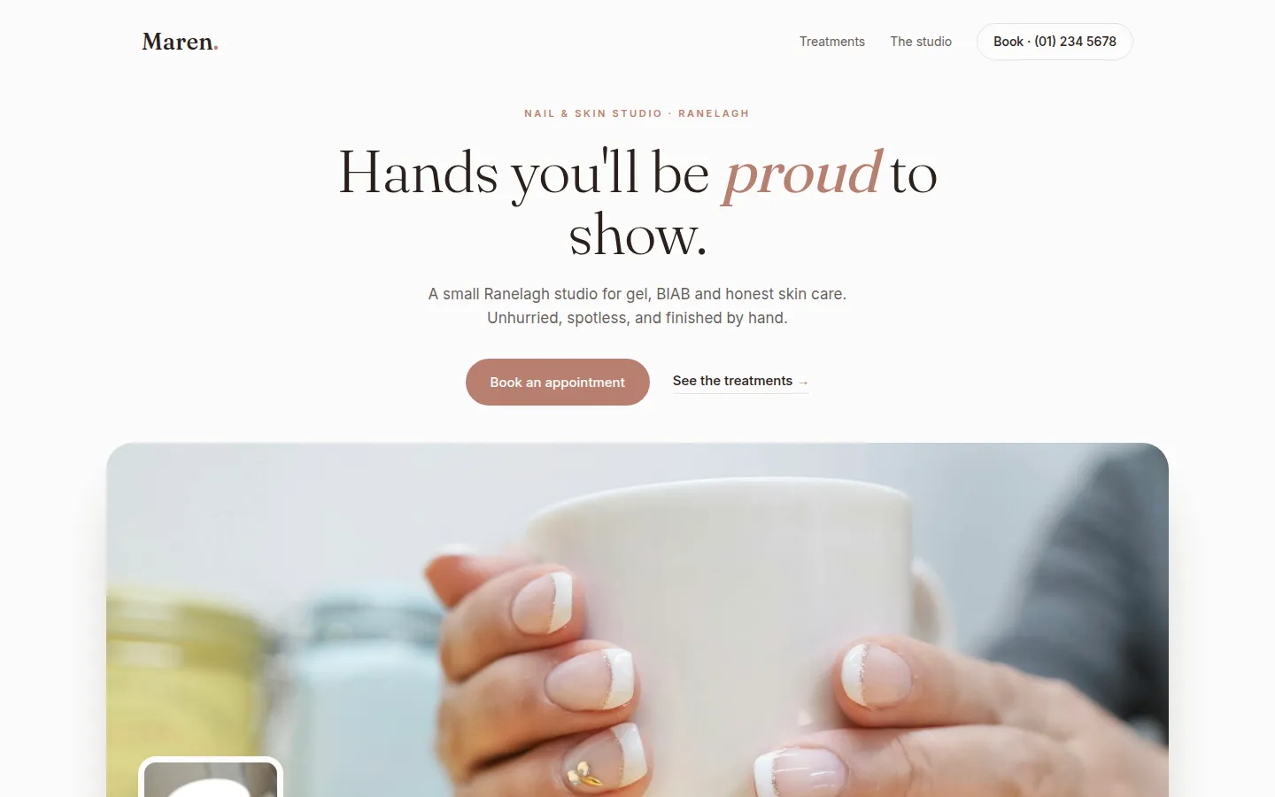 A website we designed for Maren Nail & Skin