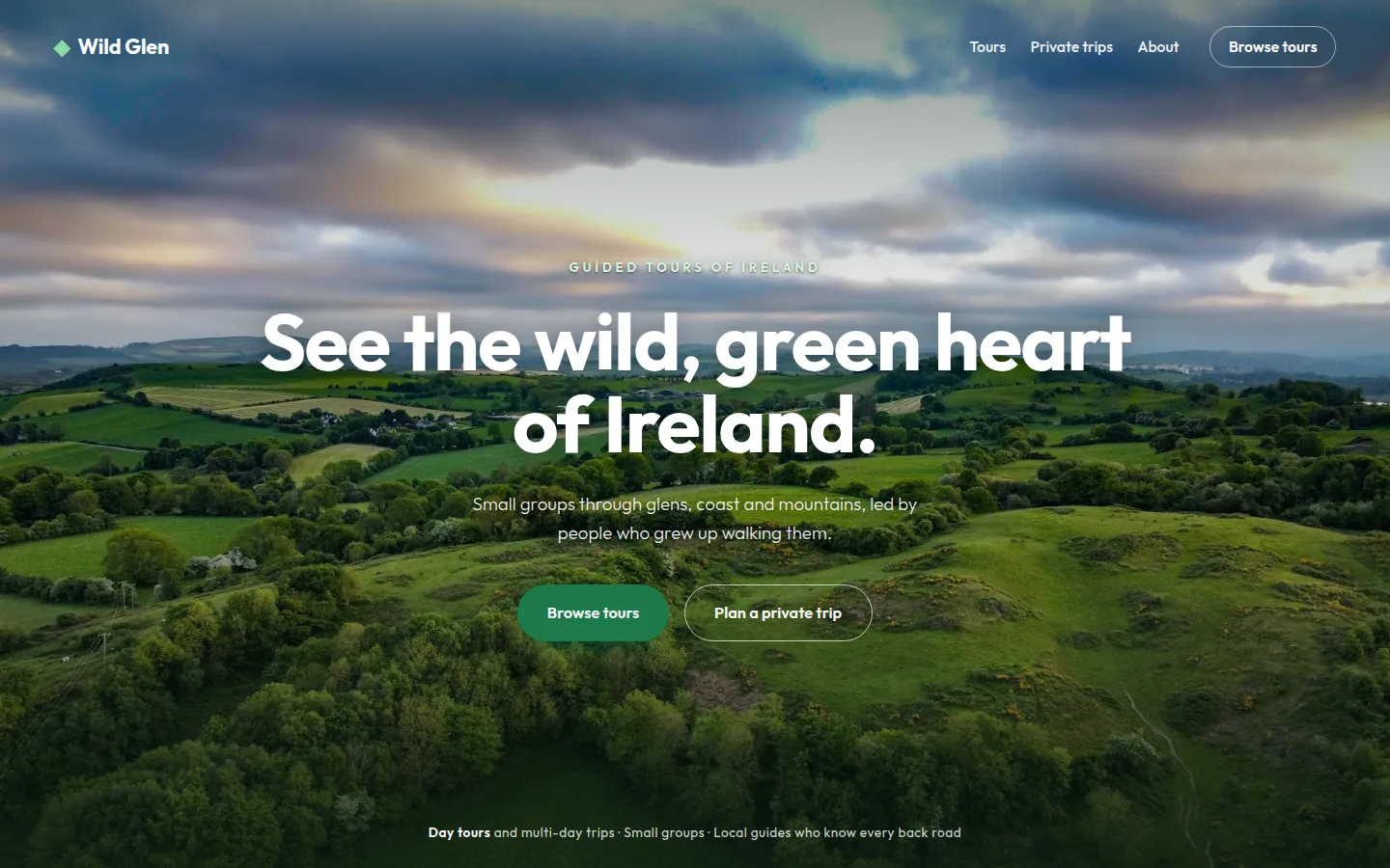 A website we designed for Wild Glen